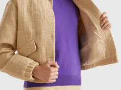 Bomber jacket with bouclé look