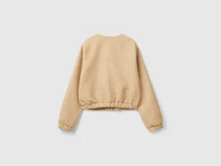 Bomber jacket with bouclé look