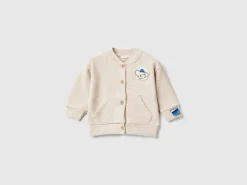 Bomber style sweatshirt in recycled stretch cotton blend sweat