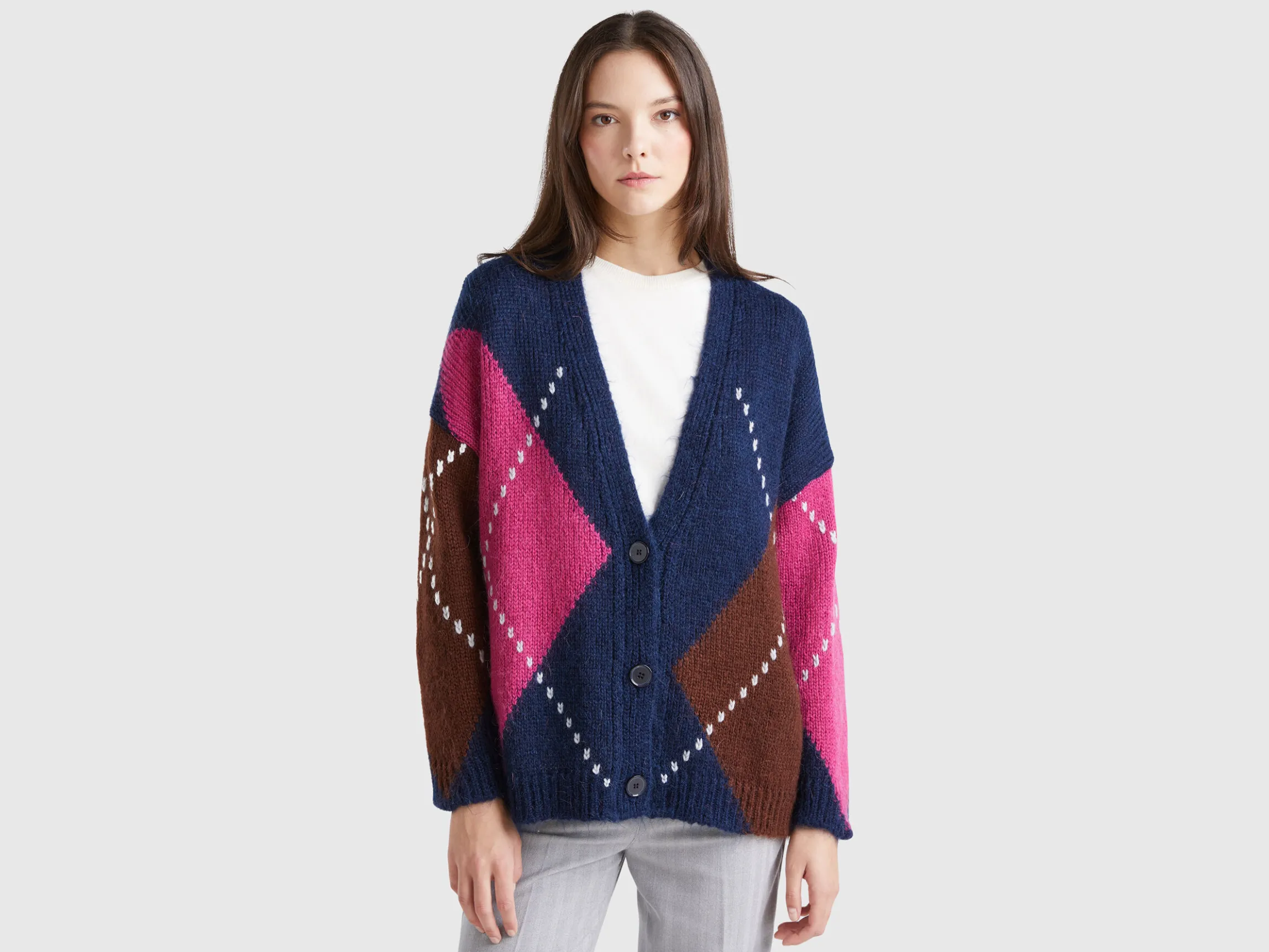 Boxy fit cardigan in mohair blend