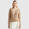 Boxy fit cardigan with cable knit and perforations