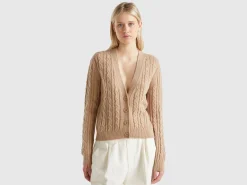 Boxy fit cardigan with cable knit and perforations