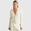 Boxy fit cardigan with cable knit and perforations