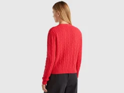 Boxy fit cardigan with cable knit and perforations