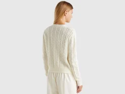 Boxy fit cardigan with cable knit and perforations