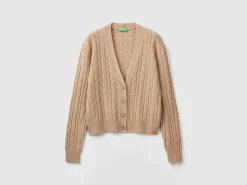Boxy fit cardigan with cable knit and perforations