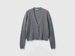 Boxy fit cardigan with cable knit and perforations