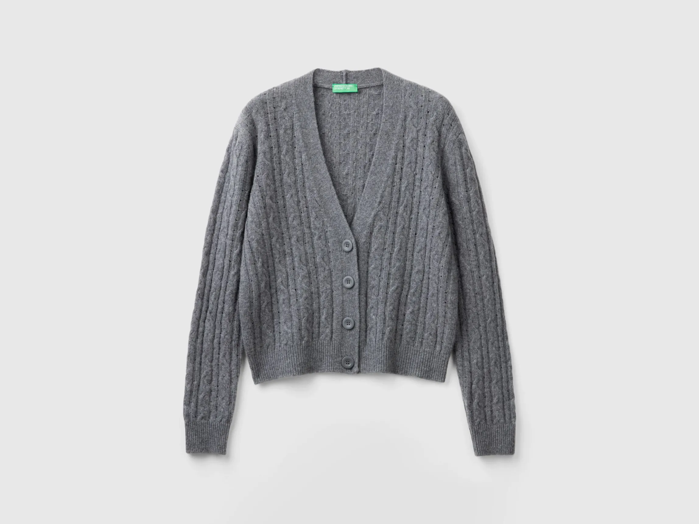 Boxy fit cardigan with cable knit and perforations