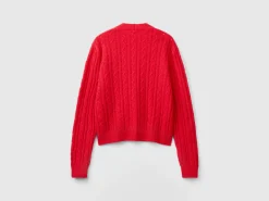 Boxy fit cardigan with cable knit and perforations