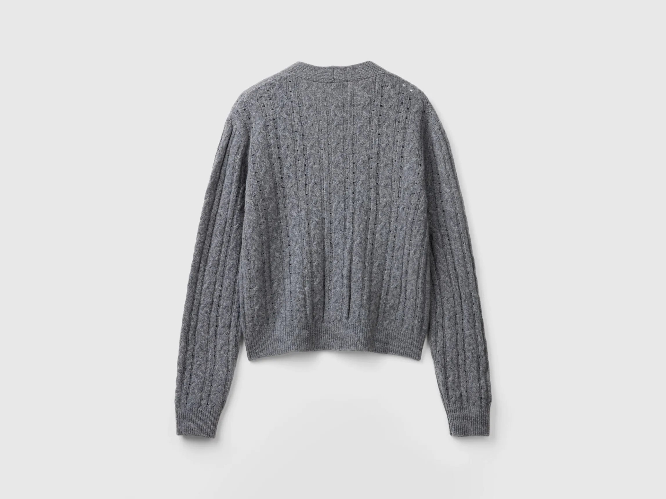 Boxy fit cardigan with cable knit and perforations