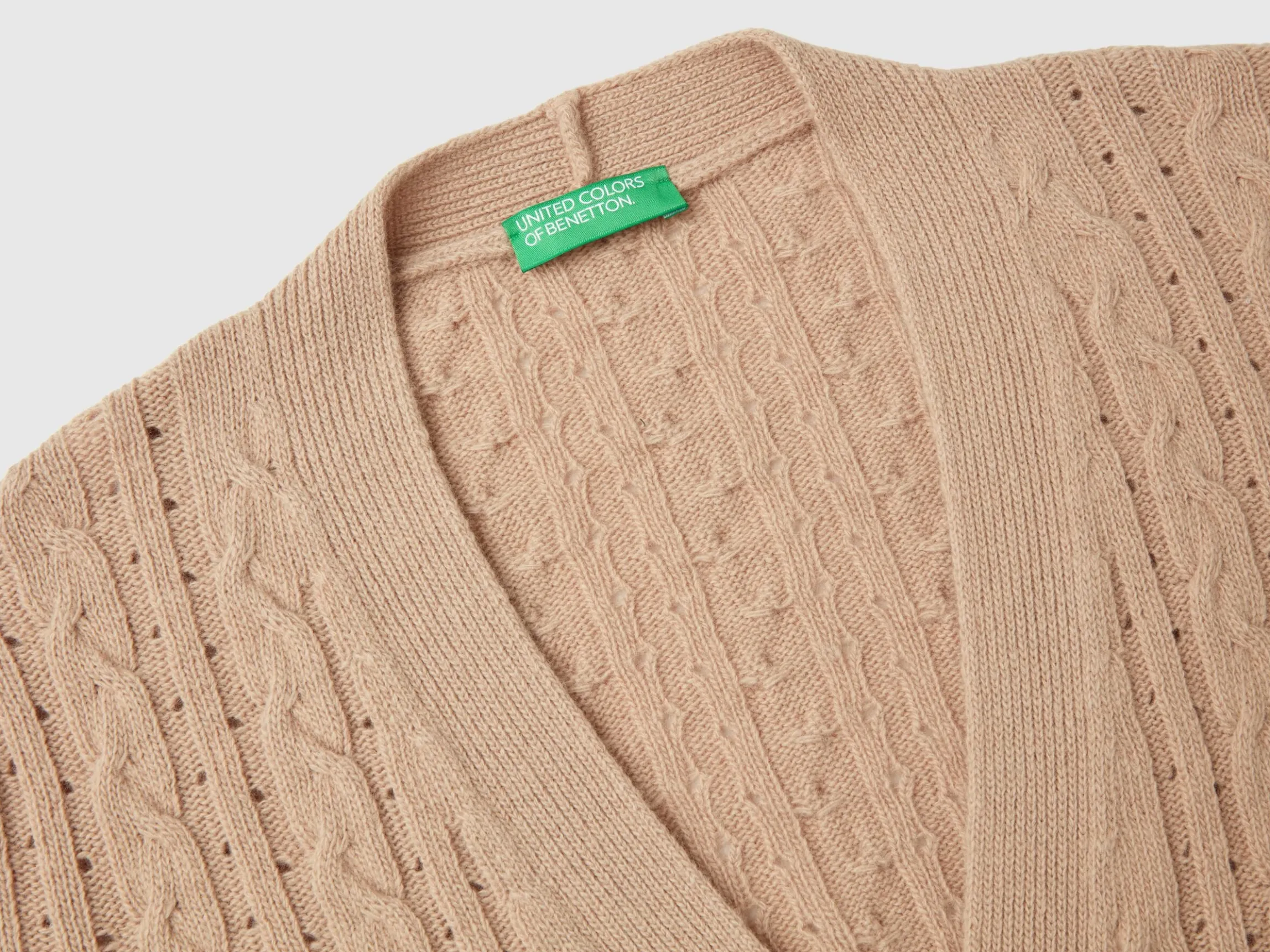 Boxy fit cardigan with cable knit and perforations