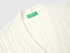 Boxy fit cardigan with cable knit and perforations