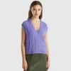 Boxy fit vest with cable knit and perforations