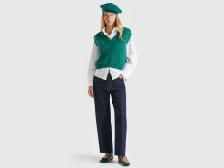 Boxy fit vest with cable knit and perforations