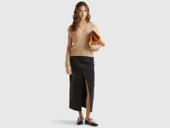 Boxy fit vest with cable knit and perforations