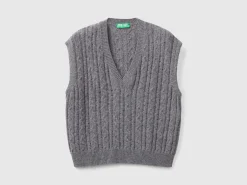 Boxy fit vest with cable knit and perforations