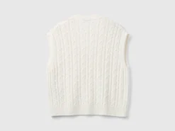 Boxy fit vest with cable knit and perforations
