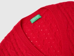 Boxy fit vest with cable knit and perforations