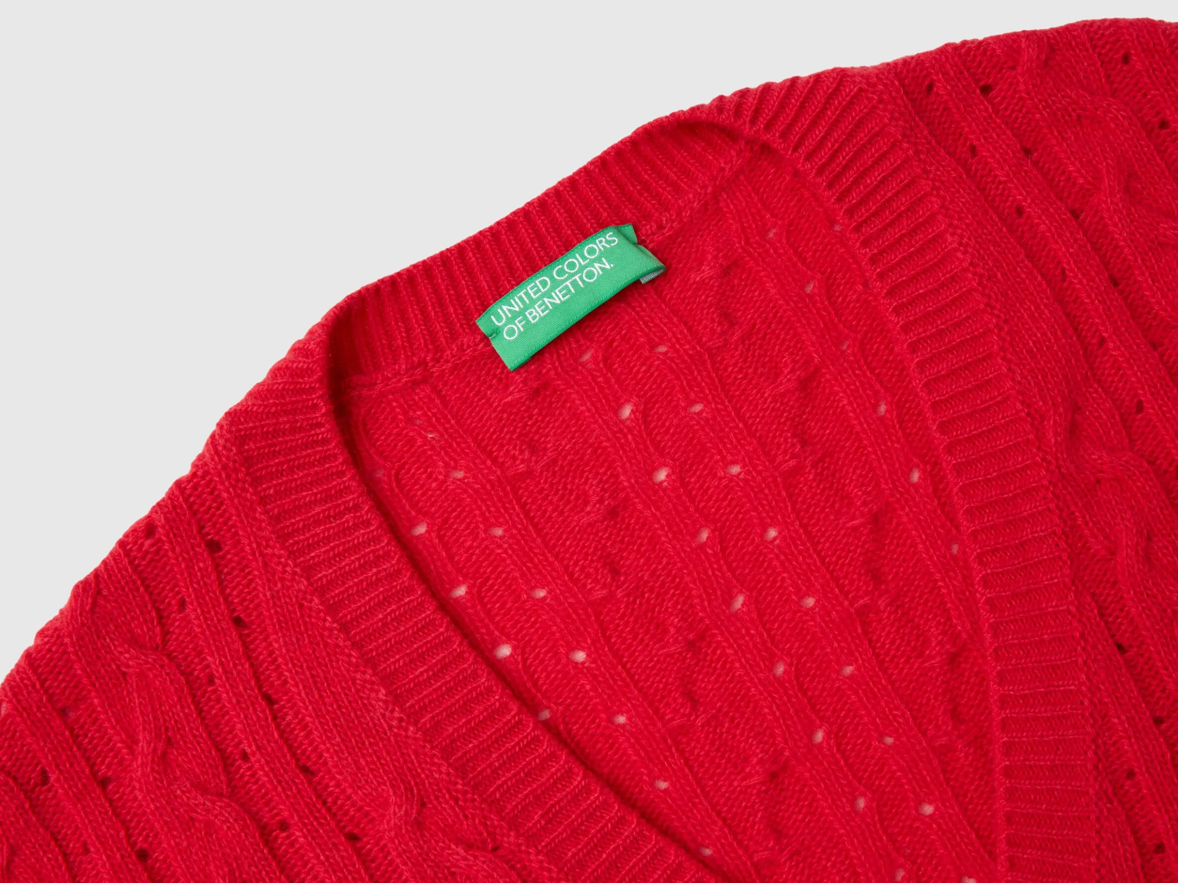 Boxy fit vest with cable knit and perforations