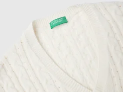 Boxy fit vest with cable knit and perforations