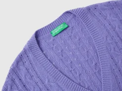 Boxy fit vest with cable knit and perforations