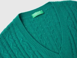 Boxy fit vest with cable knit and perforations