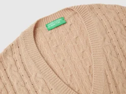 Boxy fit vest with cable knit and perforations