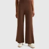 Brick red wide leg trousers in cashmere and wool blend