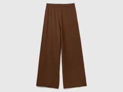 Brick red wide leg trousers in cashmere and wool blend