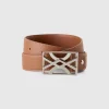 Brown belt with logoed buckle