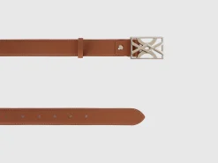 Brown belt with logoed buckle