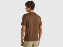 Brown organic cotton t-shirt with white logo