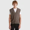 Brown vest in pure Merino wool