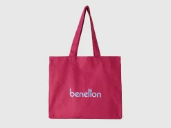 Burgundy tote bag in pure cotton