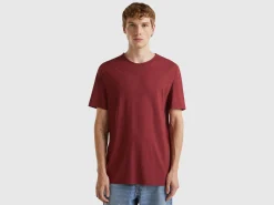 Burgundy t-shirt in slub cotton