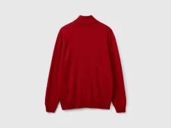 Burgundy turtleneck in pure Merino wool