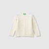 Cable knit sweater in wool blend