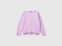 Cable knit sweater in wool blend