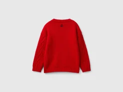 Cable knit sweater in wool blend