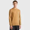 Camel sweater in pure Merino wool