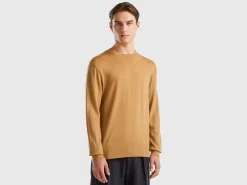Camel sweater in pure Merino wool