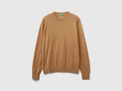 Camel sweater in pure Merino wool