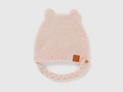 Cap with ear applique in recycled wool blend