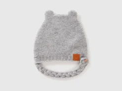 Cap with ear applique in recycled wool blend