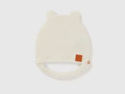 Cap with ear applique in recycled wool blend