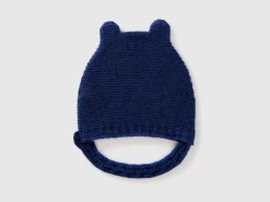 Cap with ear applique in recycled wool blend