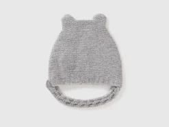 Cap with ear applique in recycled wool blend
