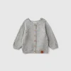 Cardigan with cables in recycled wool blend