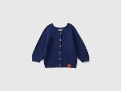 Cardigan with cables in recycled wool blend