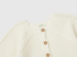 Cardigan with cables in recycled wool blend